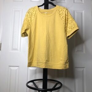 Sonoma Mustard blouse Ladies size M, eyelet short sleeves